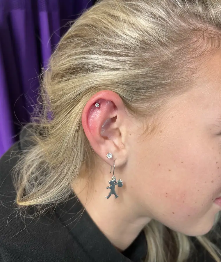 Helix piercing by Katelyn at Work of Art Tattoo & Piercing in Las Vegas