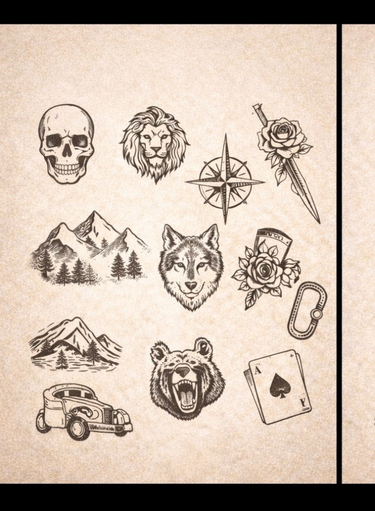 Traditional blackwork mini flash — palm-size flash tattoo under $100, Work of Art Las Vegas, Work of Art Tattoo & Piercing, Las Vegas