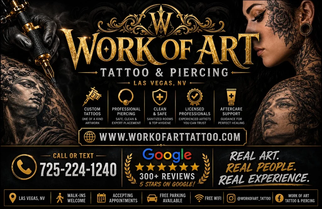 Work of Art Tattoo & Piercing — Las Vegas studio banner