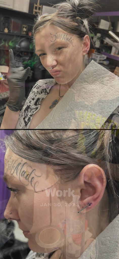 Katelyn Cole ear piercing session — Work of Art Las Vegas Close-up composition, Work of Art Tattoo & Piercing, Las Vegas